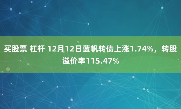 买股票 杠杆 12月12日蓝帆转债上涨1.74%，转股溢价率115.47%