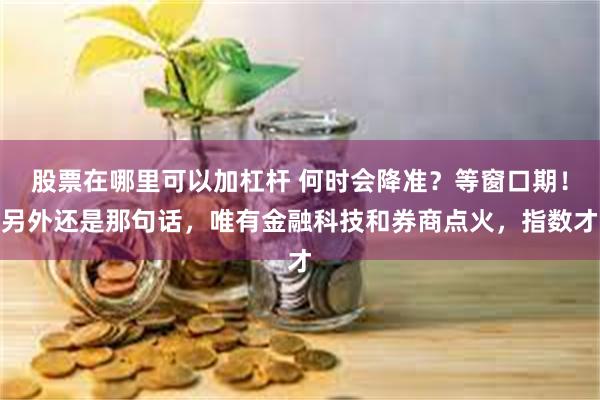 股票在哪里可以加杠杆 何时会降准？等窗口期！另外还是那句话，唯有金融科技和券商点火，指数才