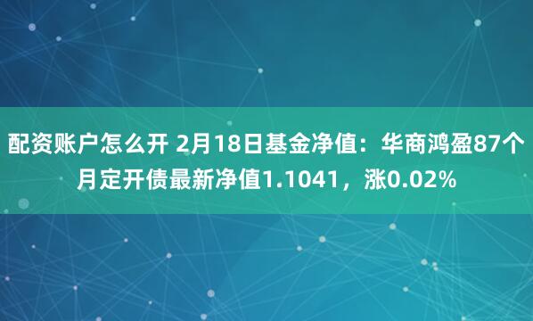 配资账户怎么开 2月18日基金净值：华商鸿盈87个月定开债最新净值1.1041，涨0.02%